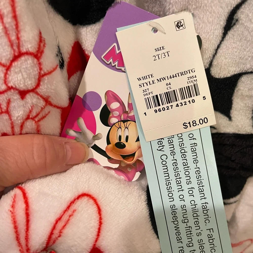 Disney Minnie Mouse Kids Hooded Robe - Black, Red, and White 2T/3T - Picture 6 of 6